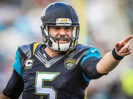 The Latest: Jags’ Bortles picked off throwing ball away