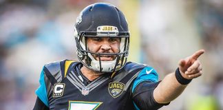 The Latest: Jags’ Bortles picked off throwing ball away