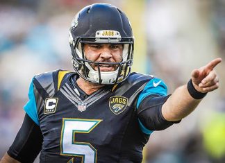 The Latest: Jags’ Bortles picked off throwing ball away