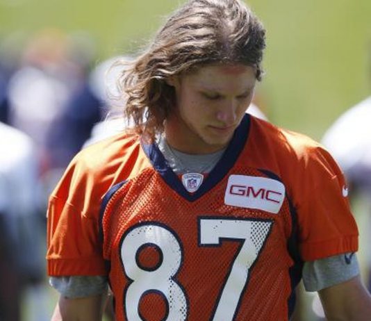 The Latest: With replay help, Denver’s Taylor has TD catch