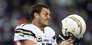 The Latest: Rivers connects for TD with Gates for 82nd time