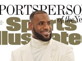 LeBron James sports safety pin on Sports Illustrated cover