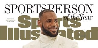 LeBron James sports safety pin on Sports Illustrated cover