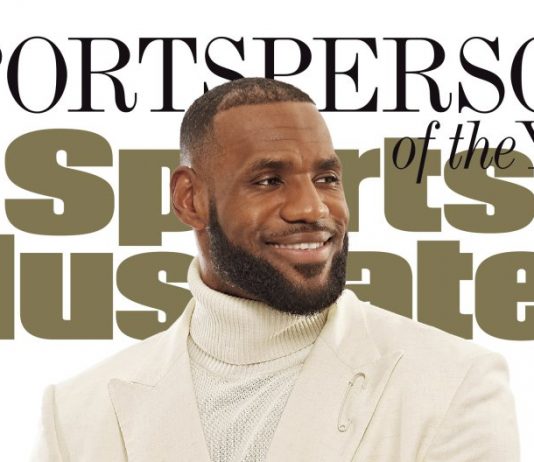 LeBron James sports safety pin on Sports Illustrated cover