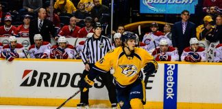 Predators’ Fiala out of playoffs after breaking leg