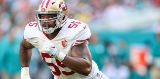 LB Ahmad Brooks gets started on the edge with Packers