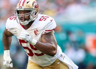LB Ahmad Brooks gets started on the edge with Packers