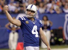 The Latest: Vinatieri breaks FG record from 20-29 yards