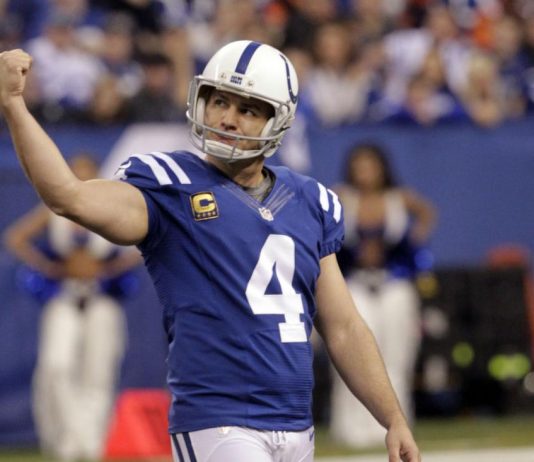 The Latest: Vinatieri breaks FG record from 20-29 yards