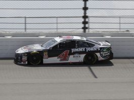 The Latest: Harvick wins 2nd stage at Chicagoland