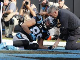 Panthers’ Greg Olsen out early with foot injury