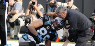 Panthers’ Greg Olsen out early with foot injury