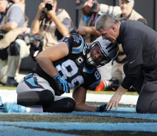 Panthers’ Greg Olsen out early with foot injury