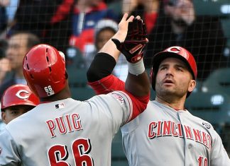 Dietrich breaks tie, Suarez and Puig homer as Reds top SF